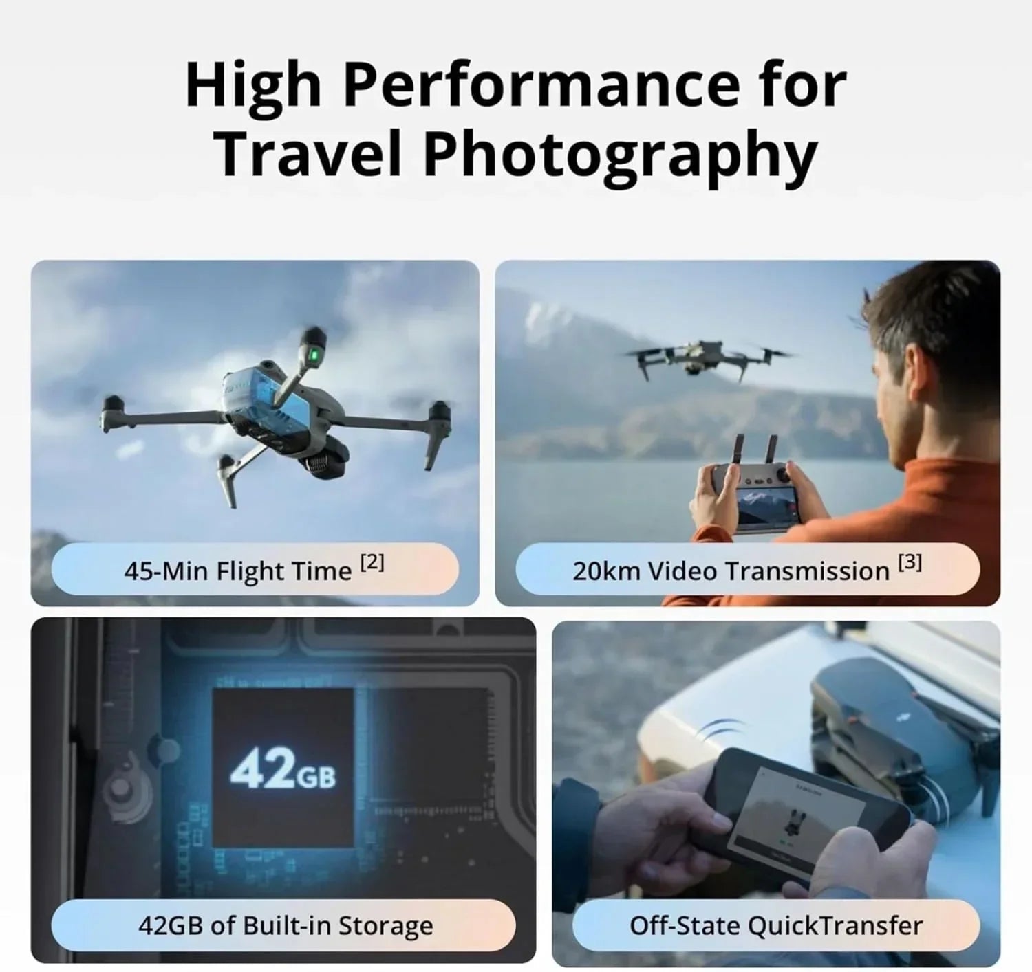 Air 3 Dual 4K Drone with Smart RC & 92 Min Flight | طائرة Air 3 بكاميرتين 4K وريموت ذكي و92 دقيقة طيران