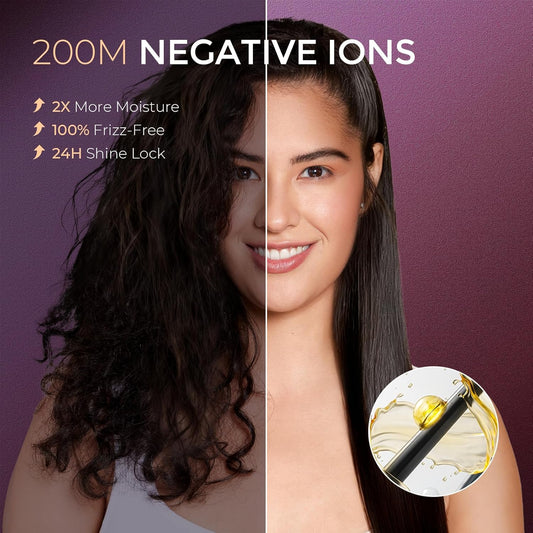 2-in-1 Hair Straightener & Curling Brush – Anti-Frizz, Ceramic, Fast Styling