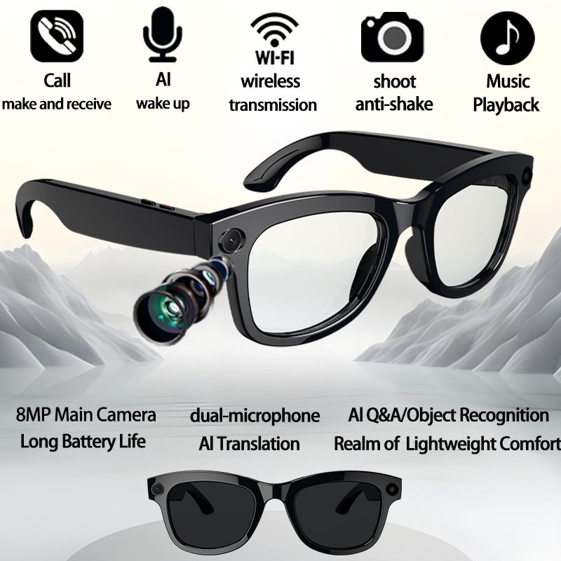 Meta Ai Smart Wireless Bluetooth Glasses with (Speaker & Camera )