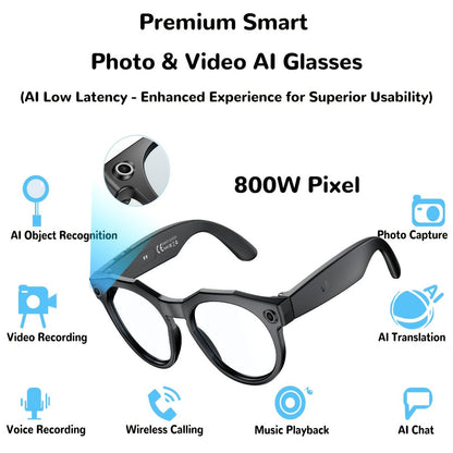 Meta Ai Smart Wireless Bluetooth Glasses with (Speaker & Camera )